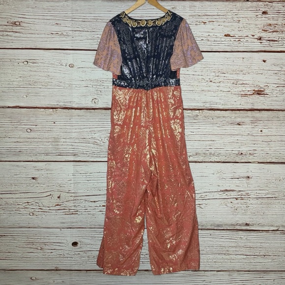 Anthropologie Akemi + Kin Sofia Metallic Jumpsuit Sz 14 - Picture 10 of 16